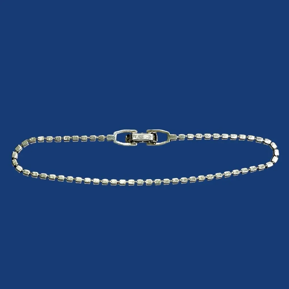 Vintage Tennis Bracelet Silver Tone Clear Rhinestone Dainty Evening Formal 8